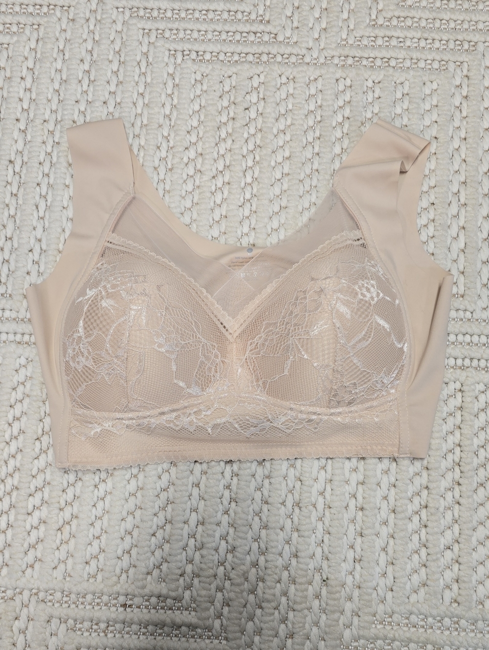 Lace-Trim Wireless Comfort Bra - Nude